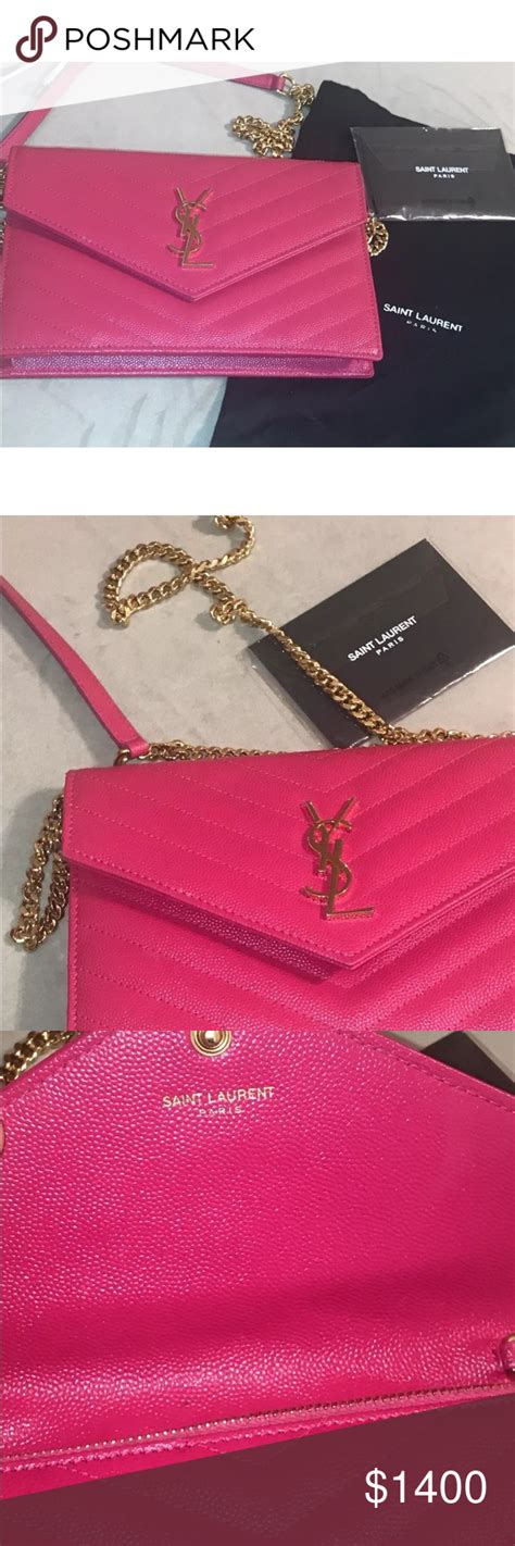 ysl monogram wallet on chain pink|YSL monogram wallet price.